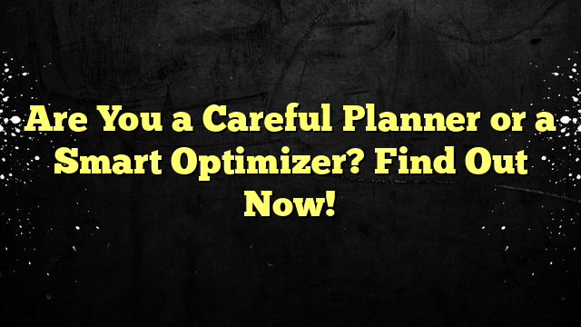 Are You a Careful Planner or a Smart Optimizer? Find Out Now!